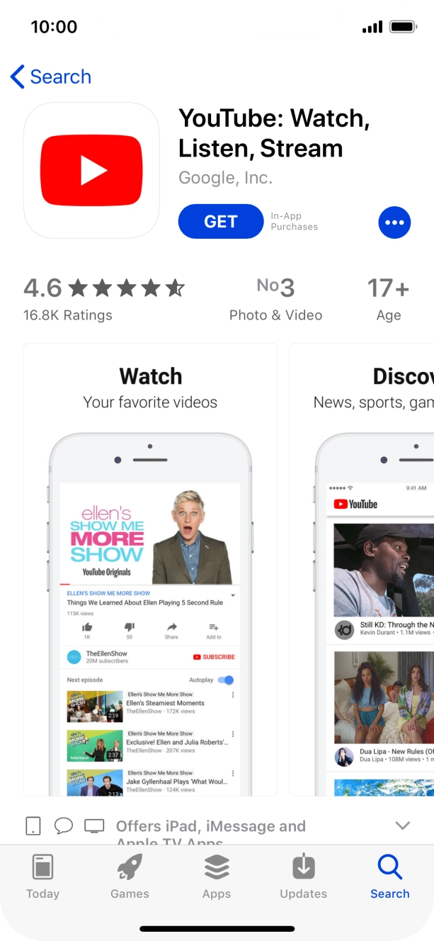 Press GET and follow the instructions on the screen to install the app.
