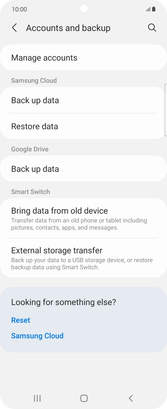 Press Manage accounts.