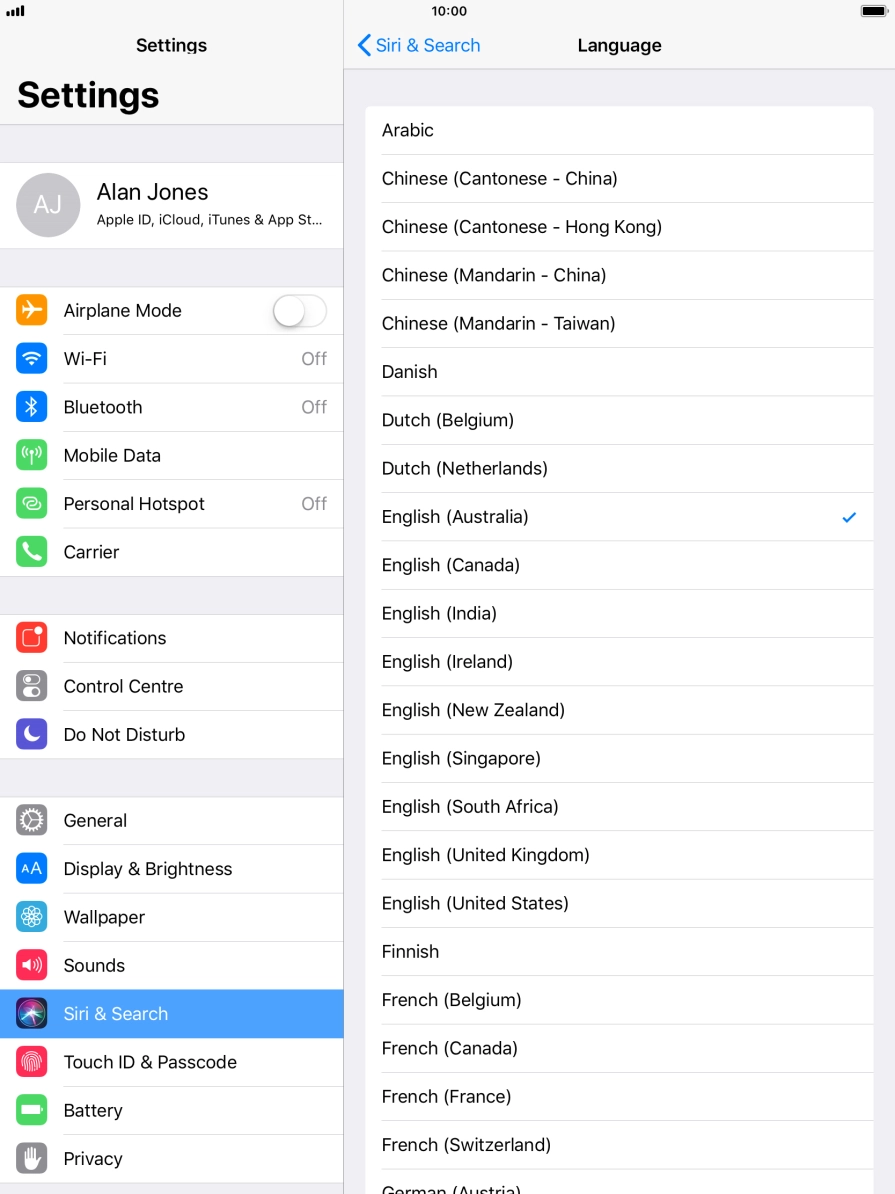 Press the required language.