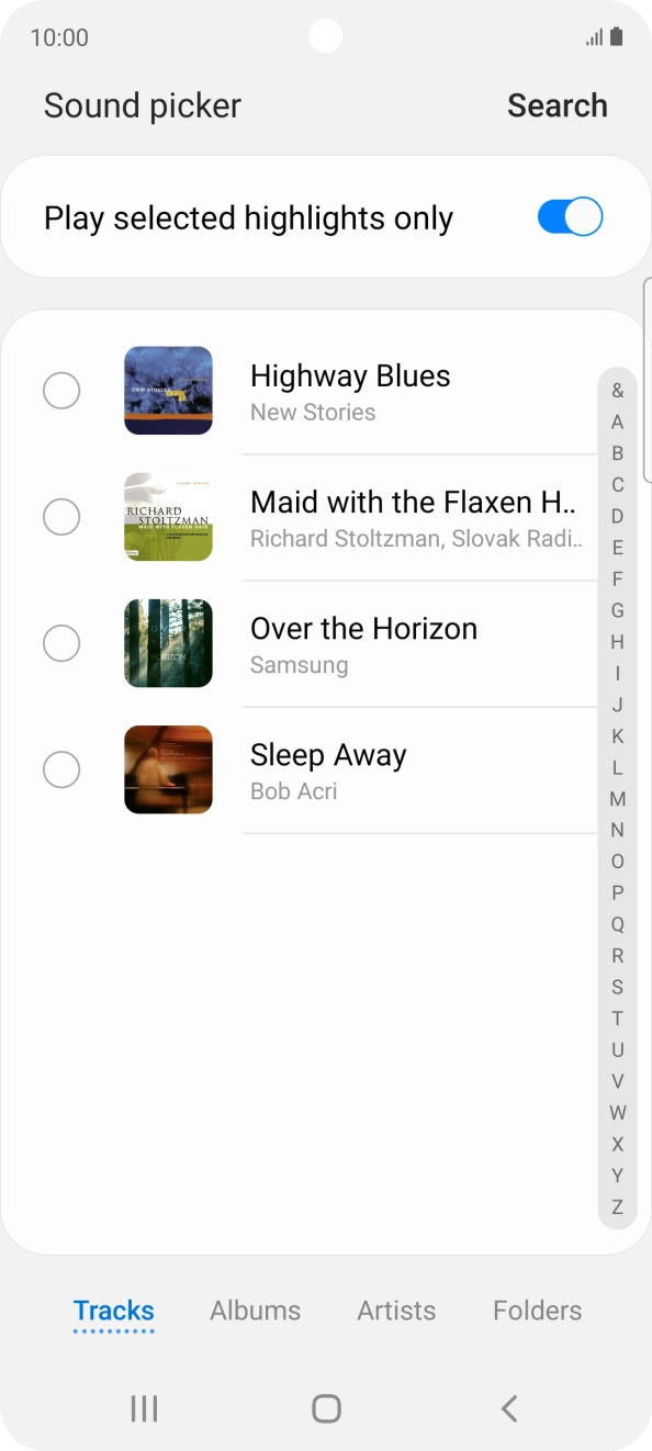 Press the different ring tones to hear them.