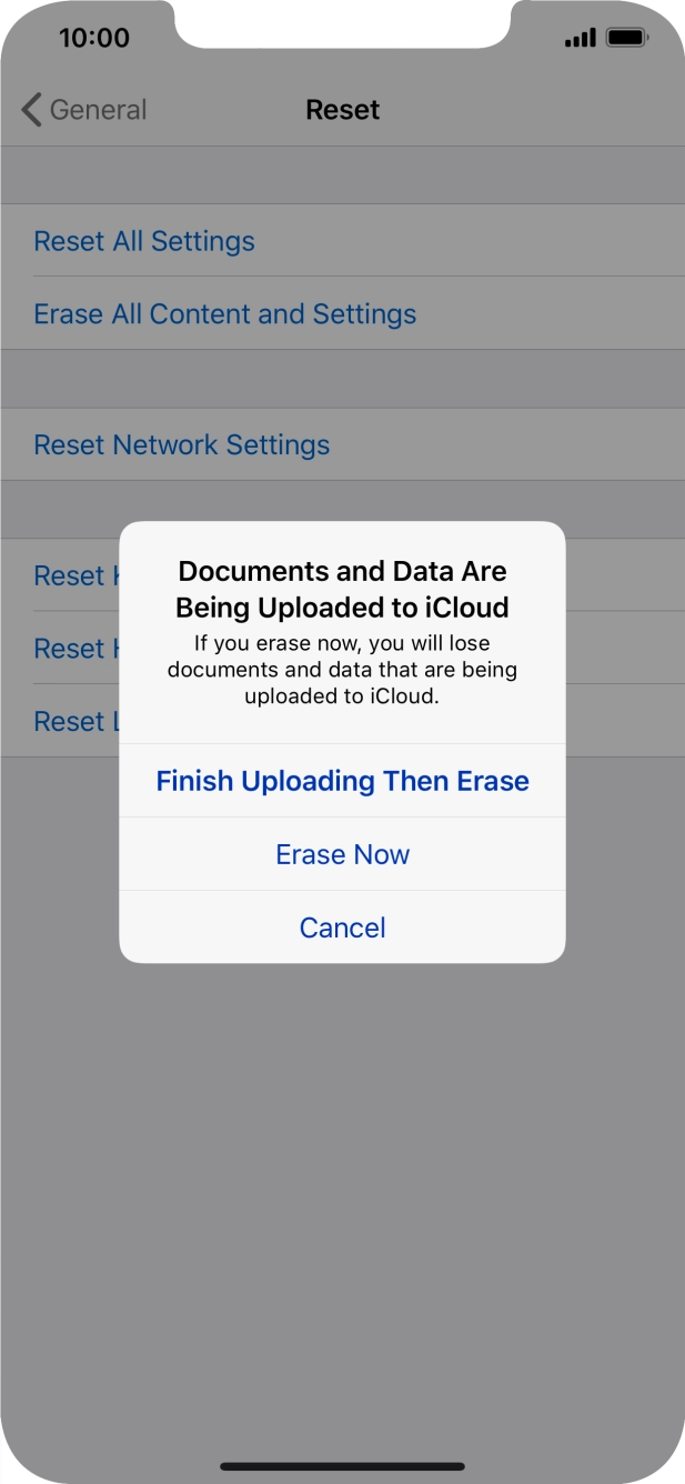 Press the required setting.