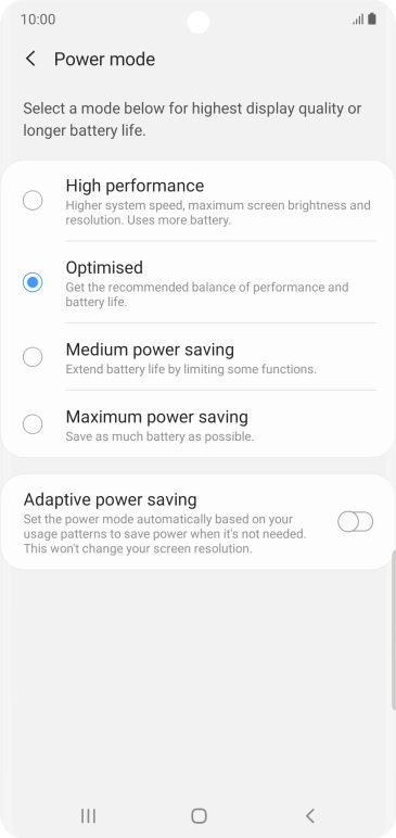 Press the required setting to turn on the function. Press the required setting to turn on the function.