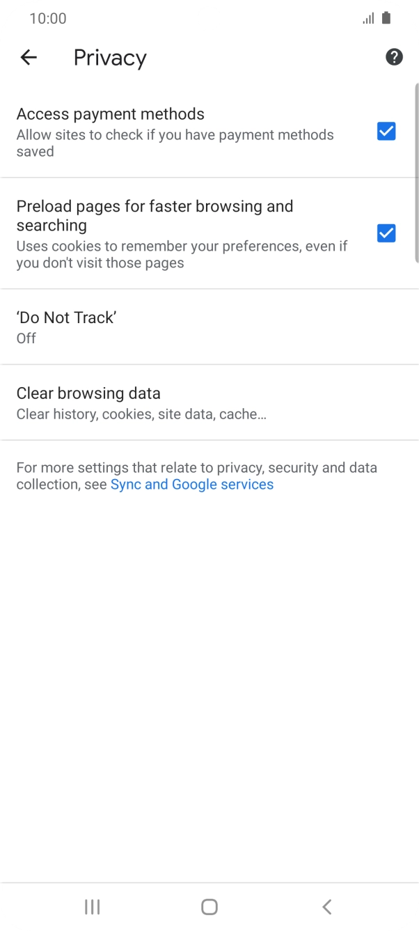 Press Clear browsing data.