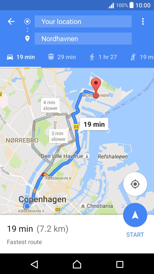 Press the required mode of transportation.