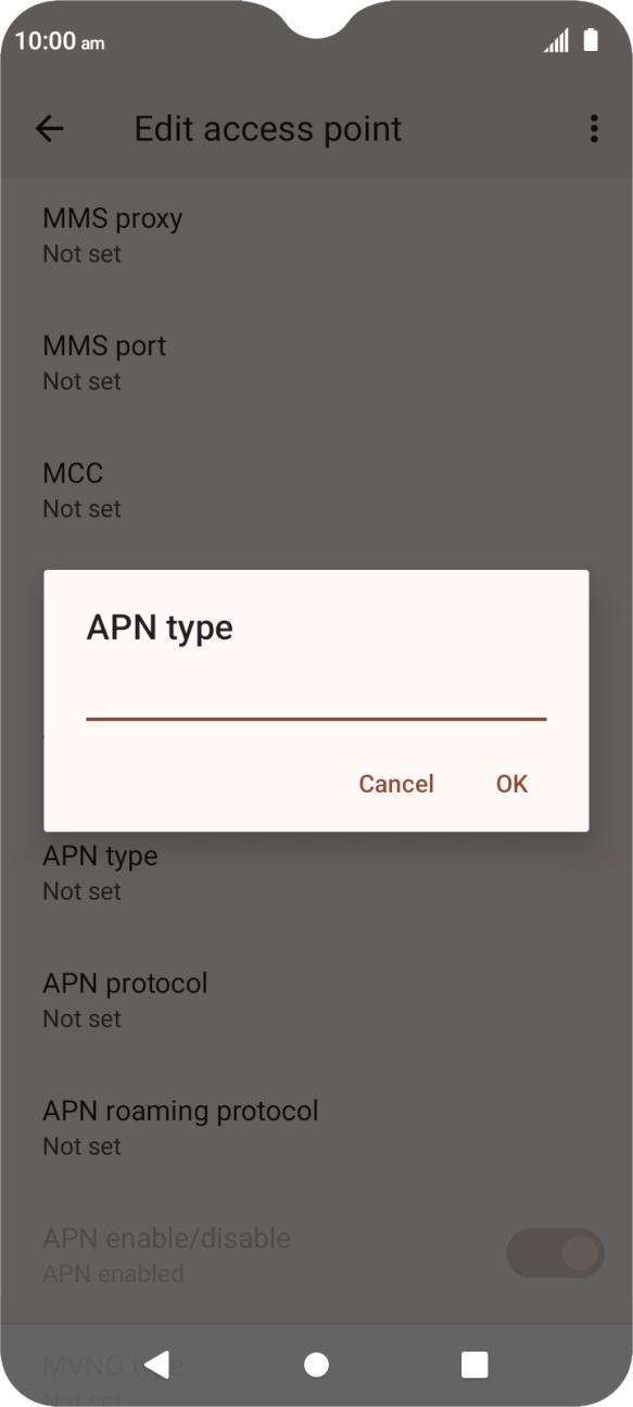Key in default and press OK.