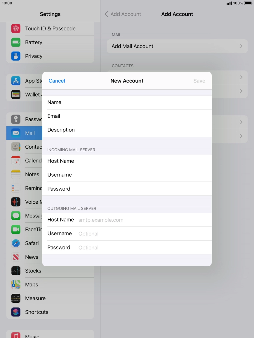 Press Host Name and key in the name of your email provider's outgoing server.