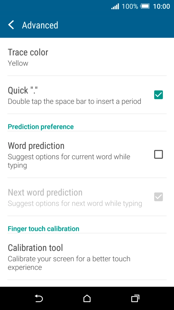 Press Word prediction to turn on the function.