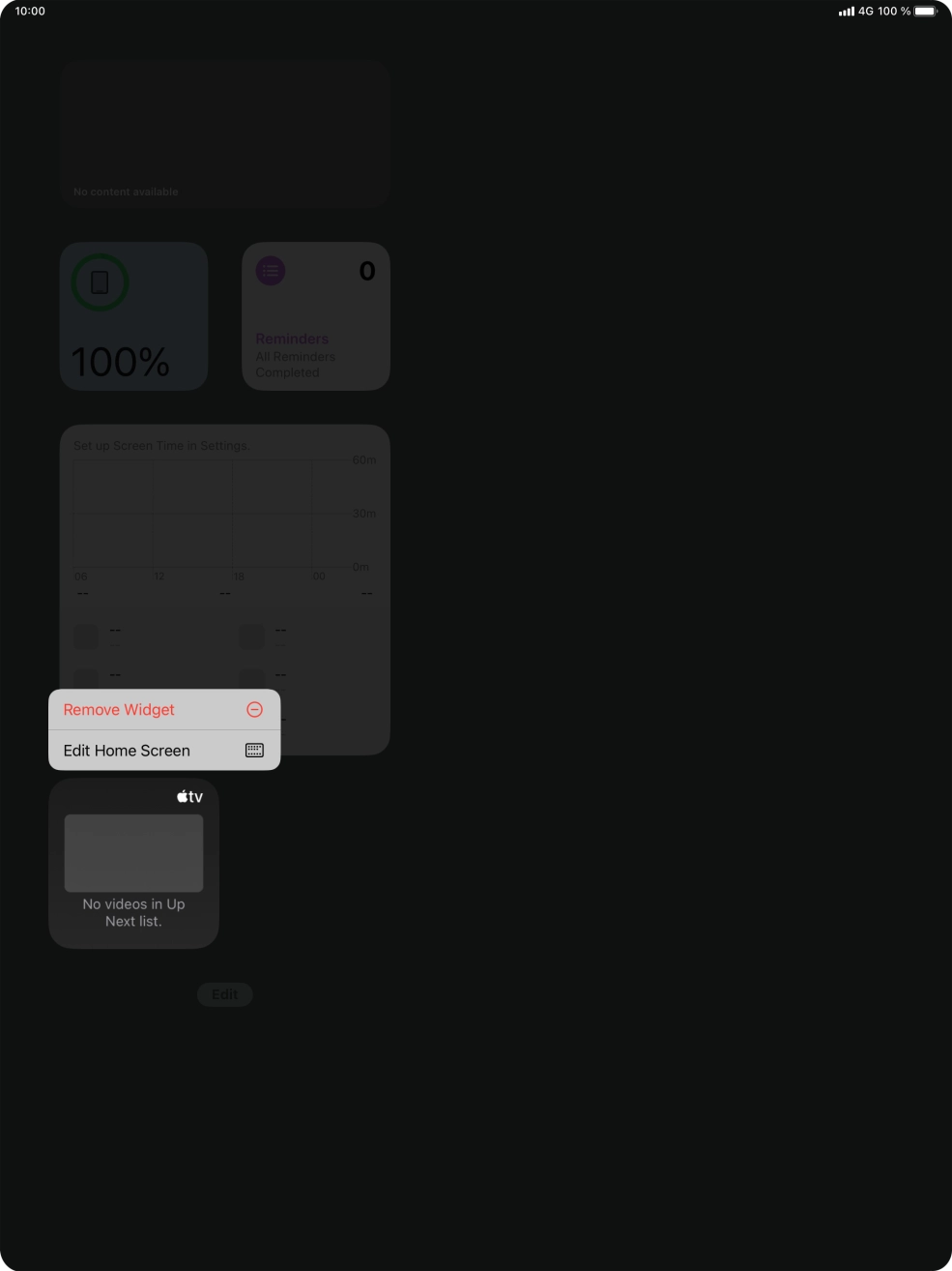 Press the required widget. Press the required widget.