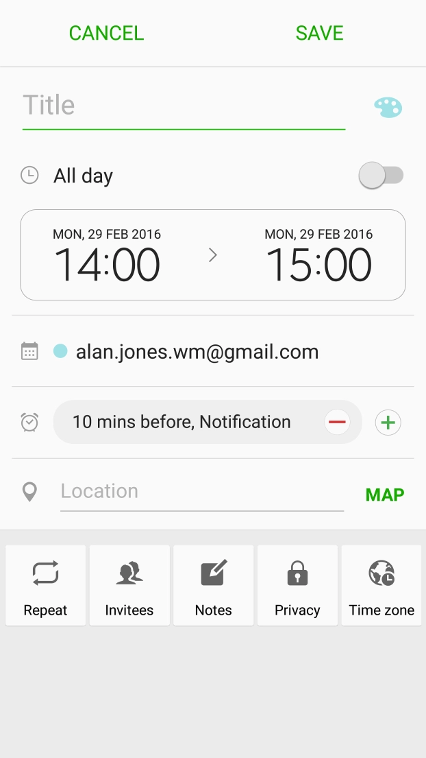 Press Title and key in the subject for the appointment.