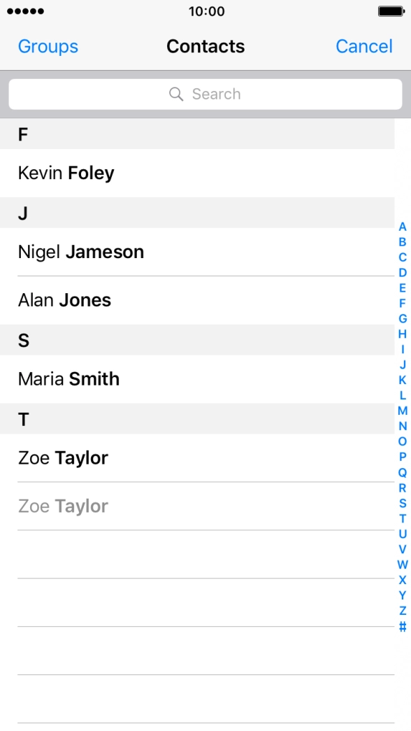 Press the required contact.