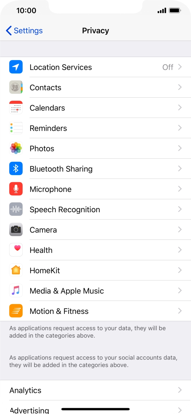 Press Location Services.