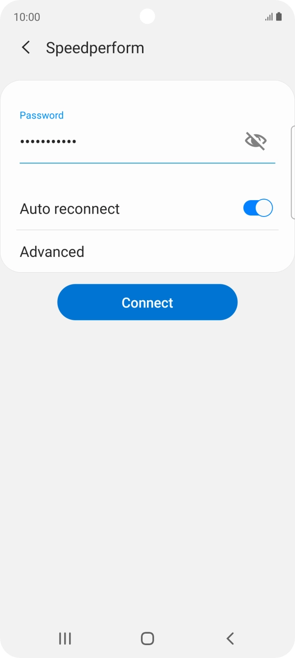 Key in the password for the Wi-Fi network and press Connect.