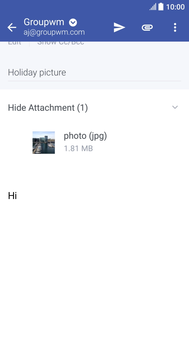 Press the send icon when you've finished your email.