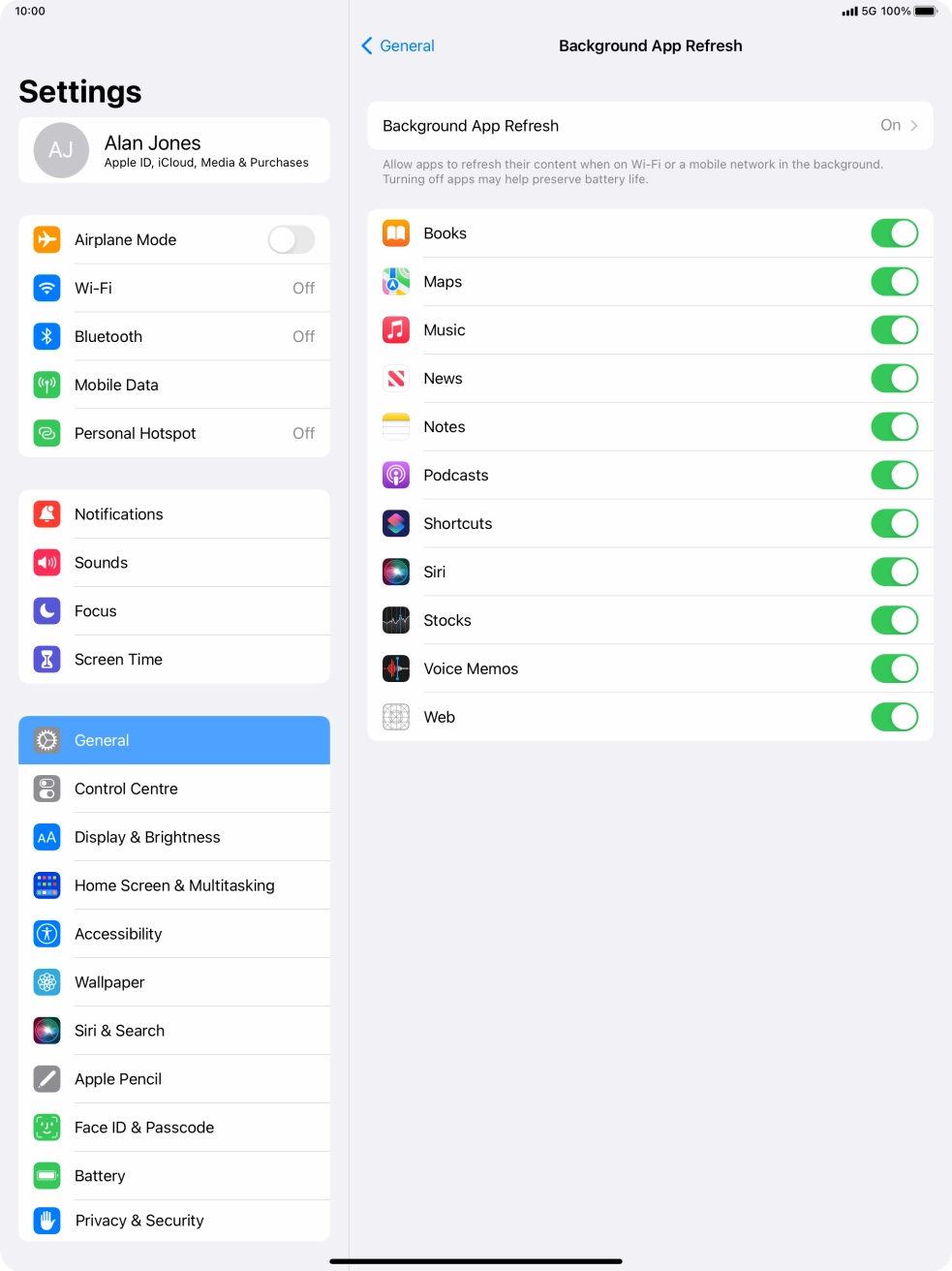 Press Background App Refresh.