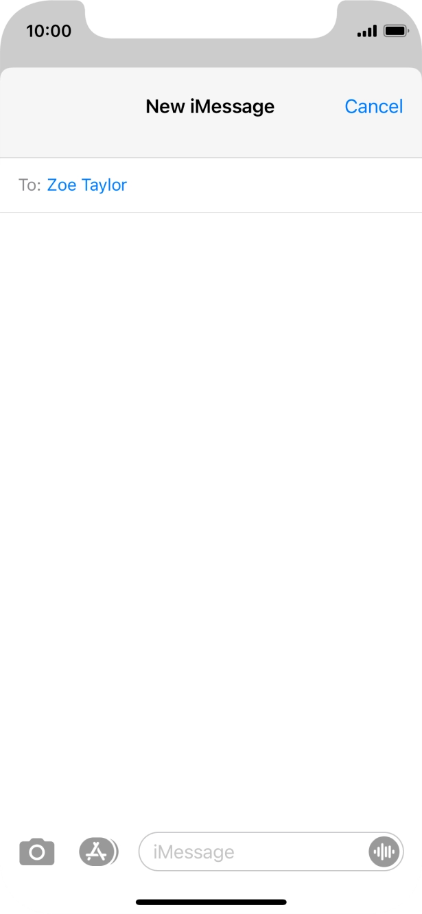 If the recipient can receive iMessages, iMessage is displayed in the text input field.