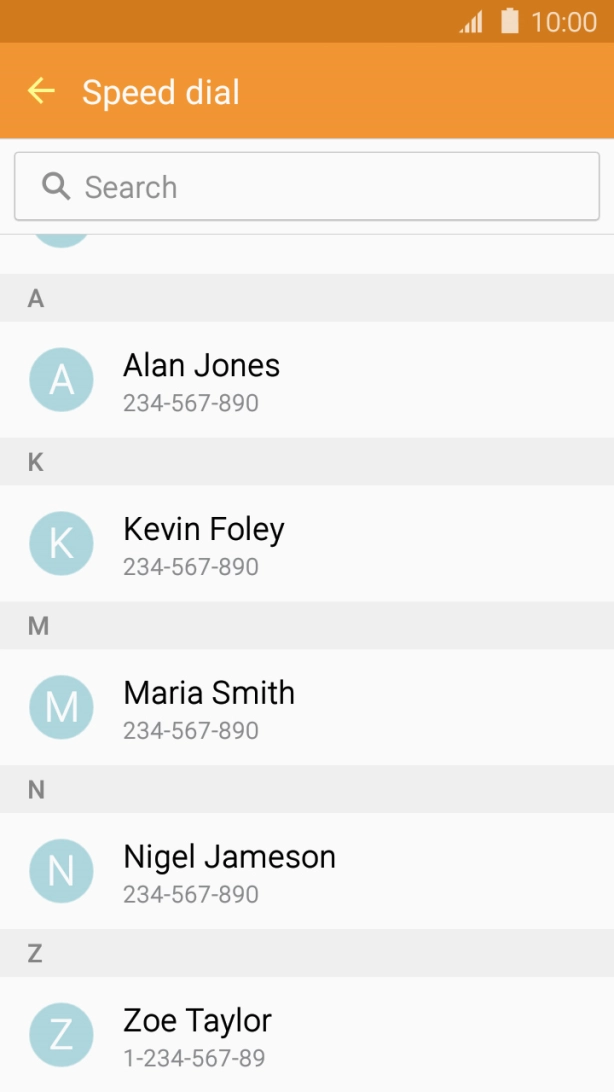 Press the required contact.