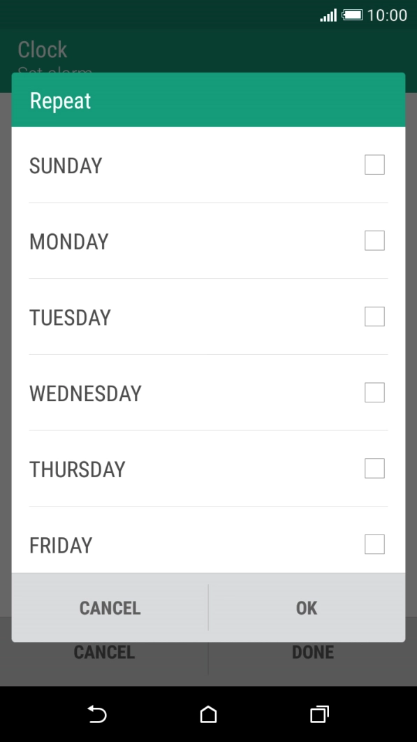 Press the required days to select them.