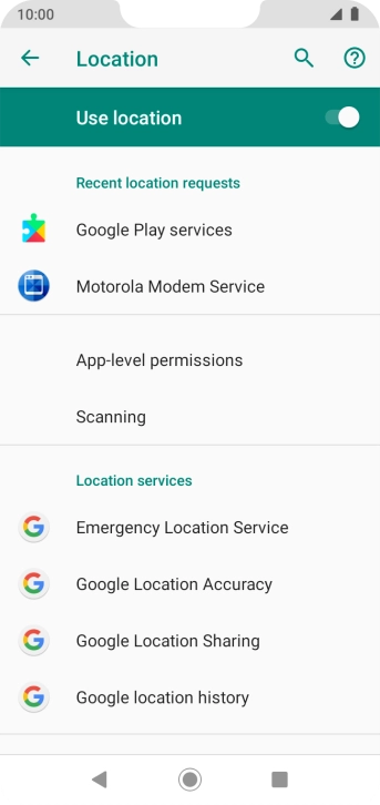 Press Google Location Accuracy. Press Google Location Accuracy.