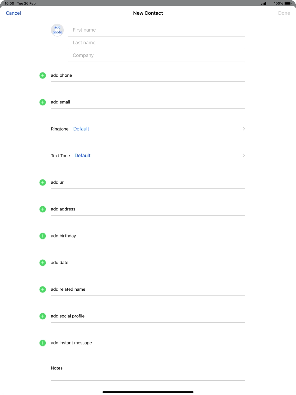 Press First name and key in the first name.