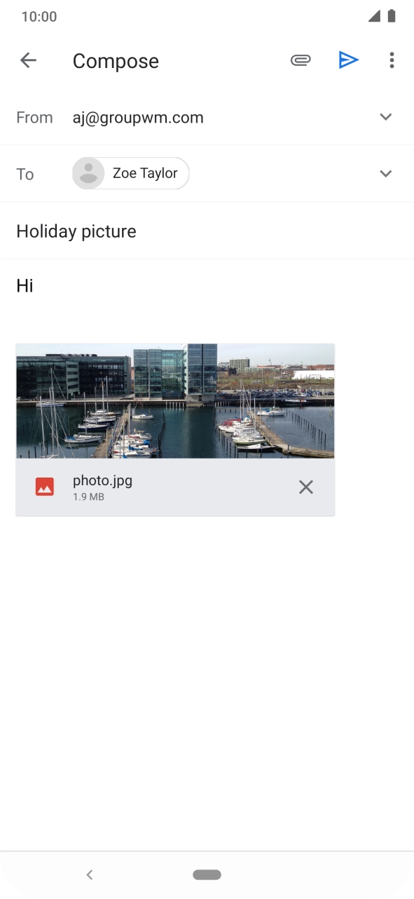 Press the send icon when you've finished your email.