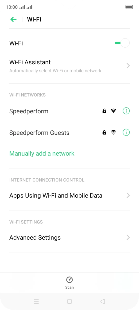 Press the required Wi-Fi network.
