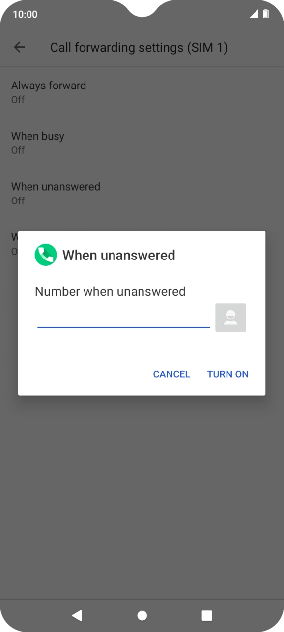 Key in +61101 and press TURN ON.