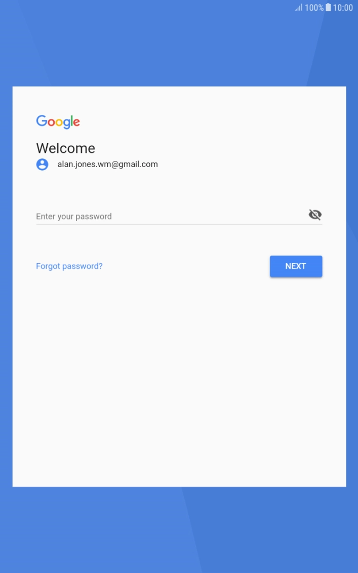 Press Enter your password and key in the password for your Google account.
