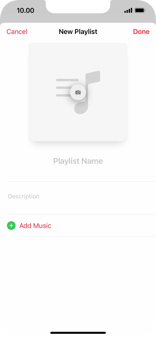 Press the text input field and key in a name for the playlist.