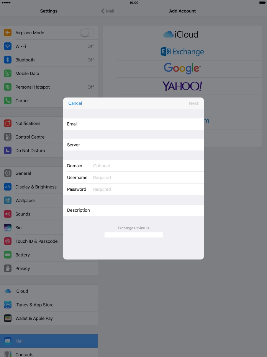 Press Domain and key in a domain.