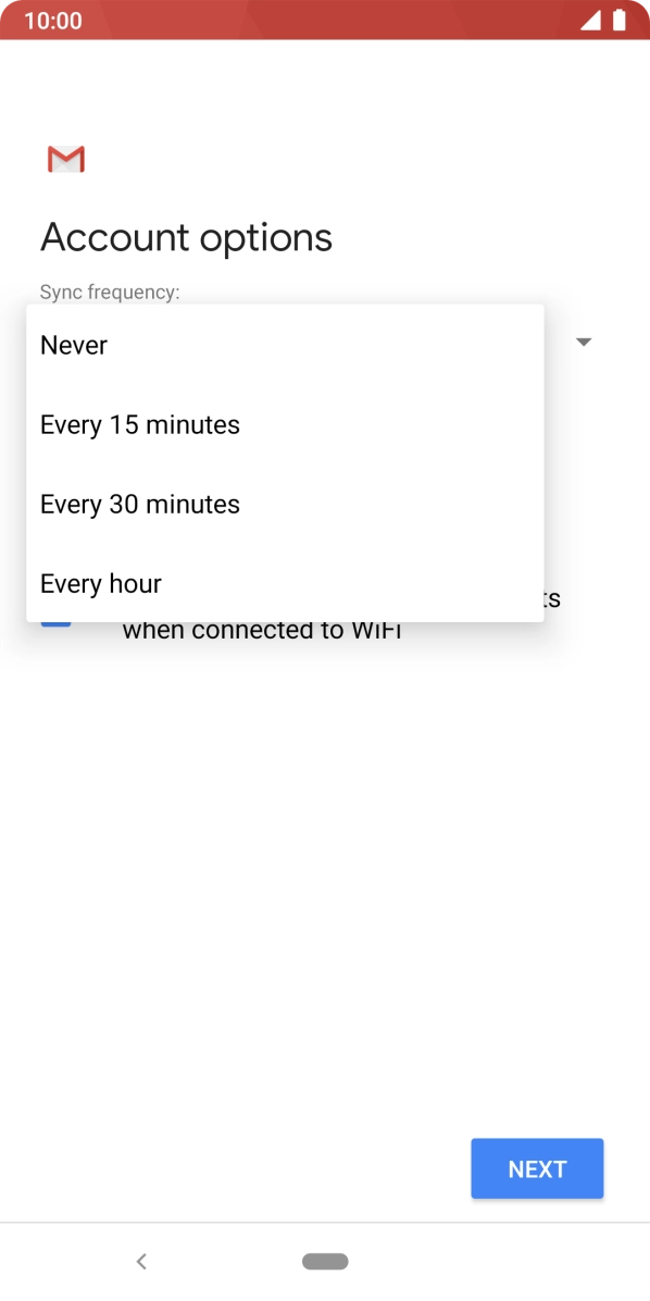 Press the required setting.