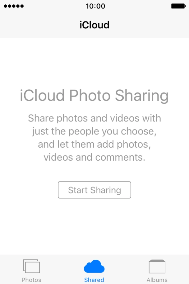 Press Start Sharing and key in the required name of the album.