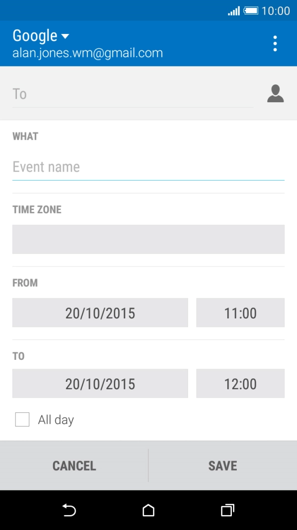 Press Event name and key in the subject for the appointment.