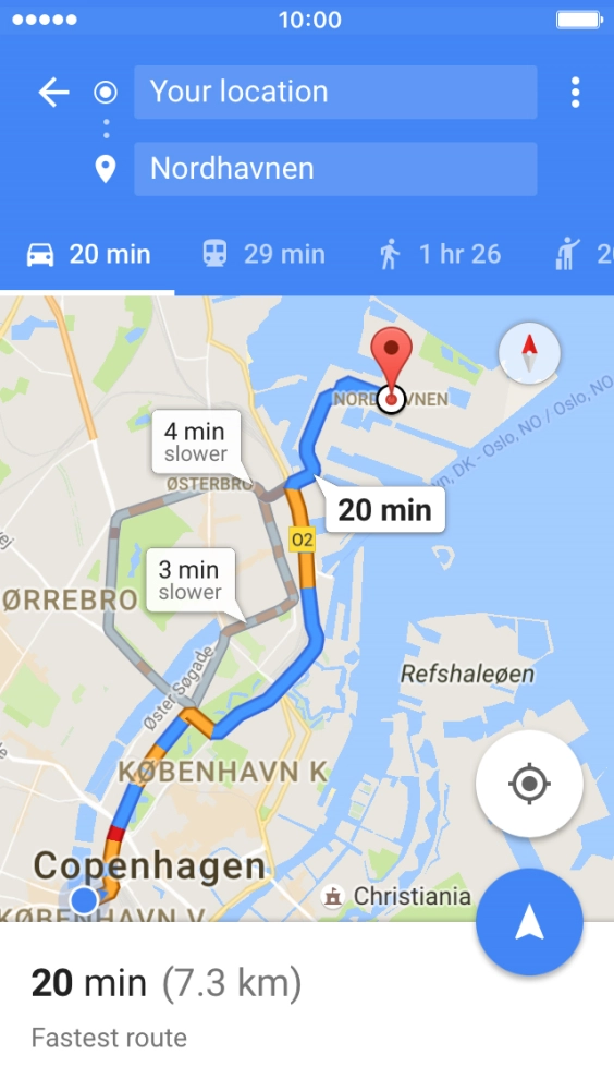 Press the required mode of transportation.