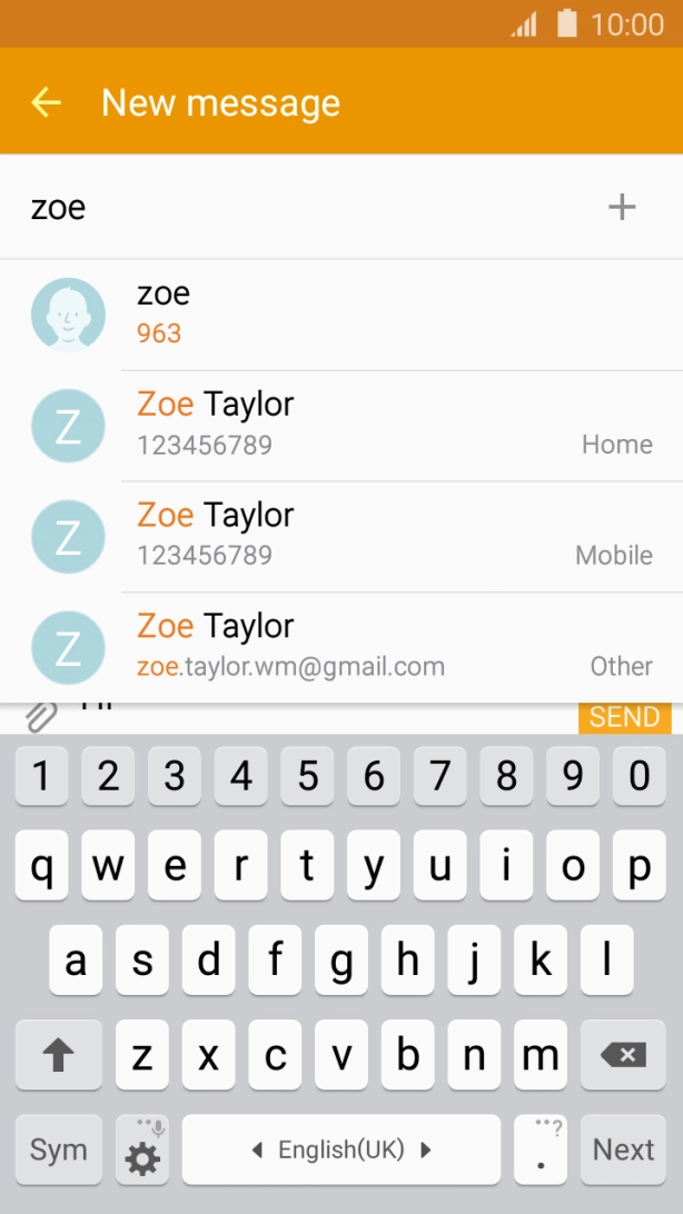 Press the required contact.