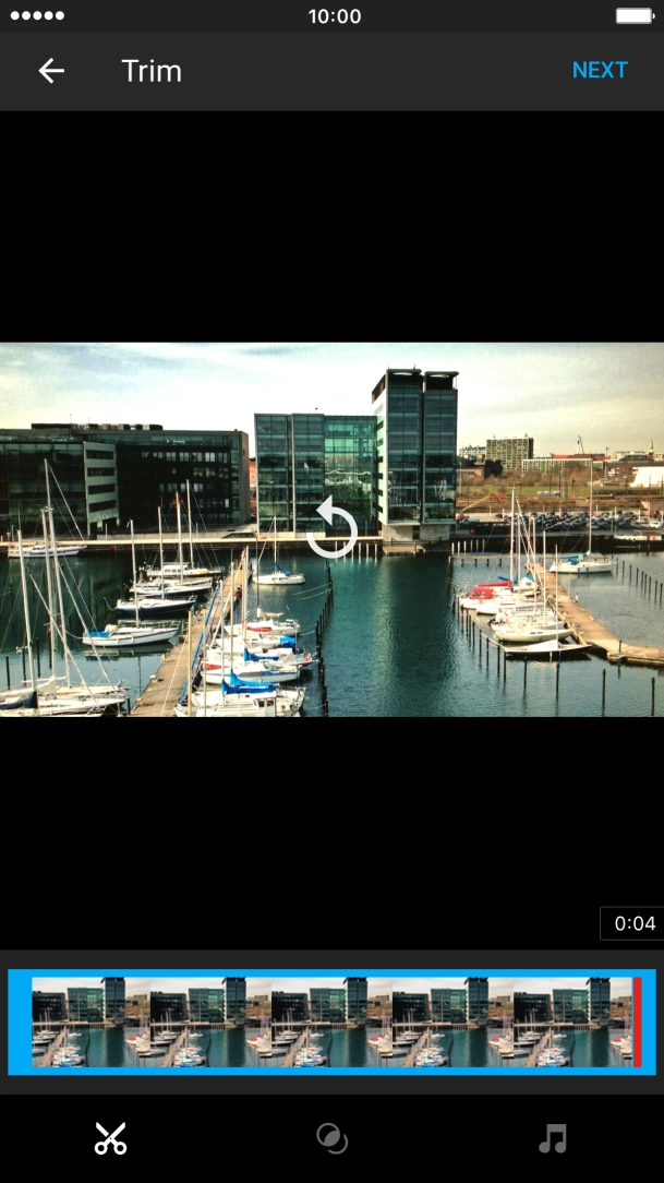 Follow the instructions on the screen to edit the video clip and press NEXT.