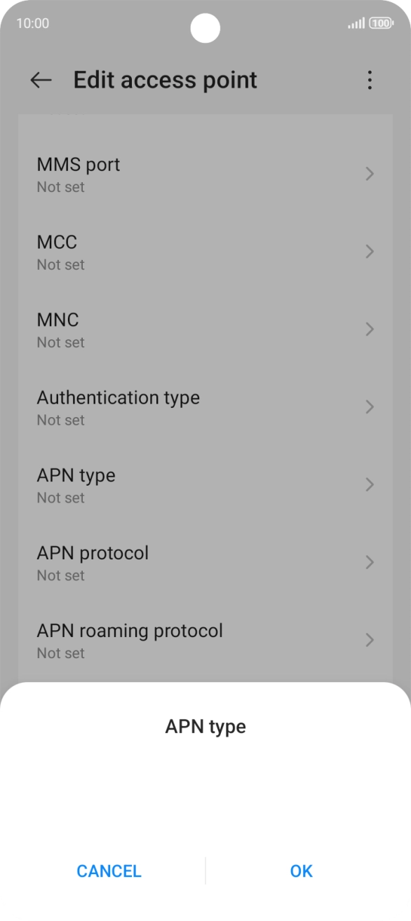 Key in default and press OK.