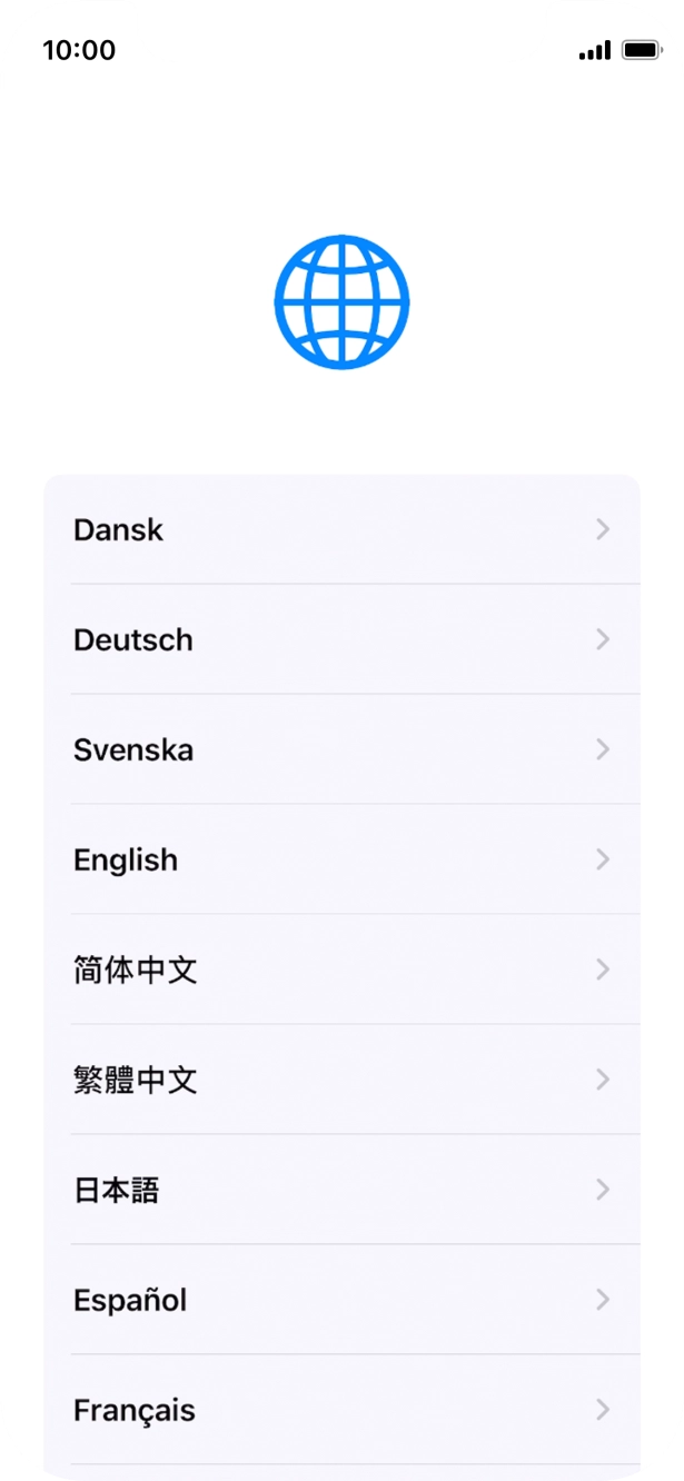 Press the required language.