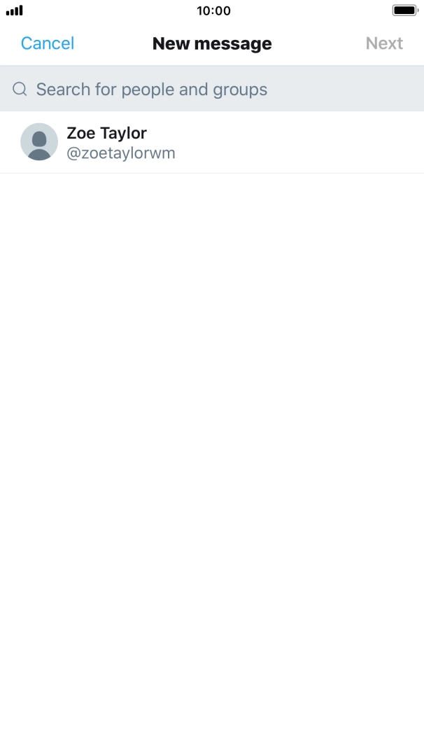 Press the search field and key in the first letters of the recipient's name.