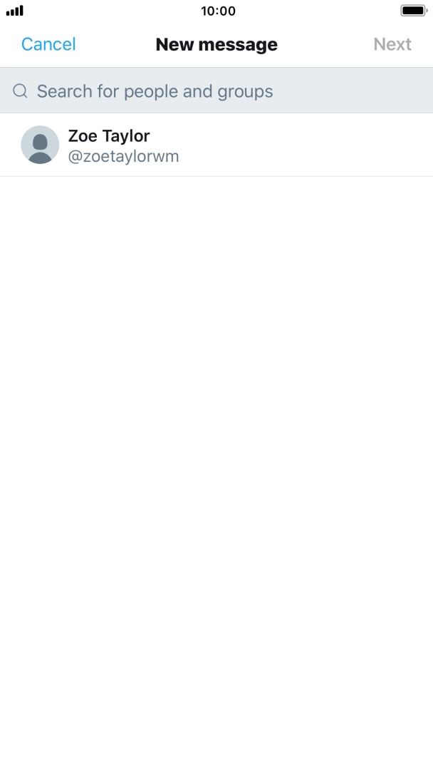 Press the search field and key in the first letters of the recipient's name.