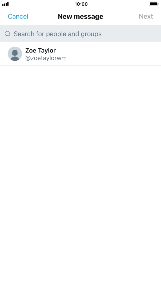 Press the search field and key in the first letters of the recipient's name.