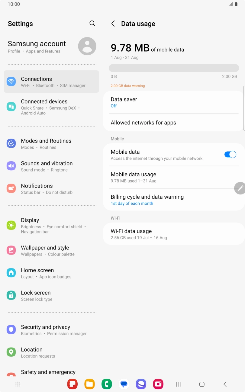 The total data usage is displayed.