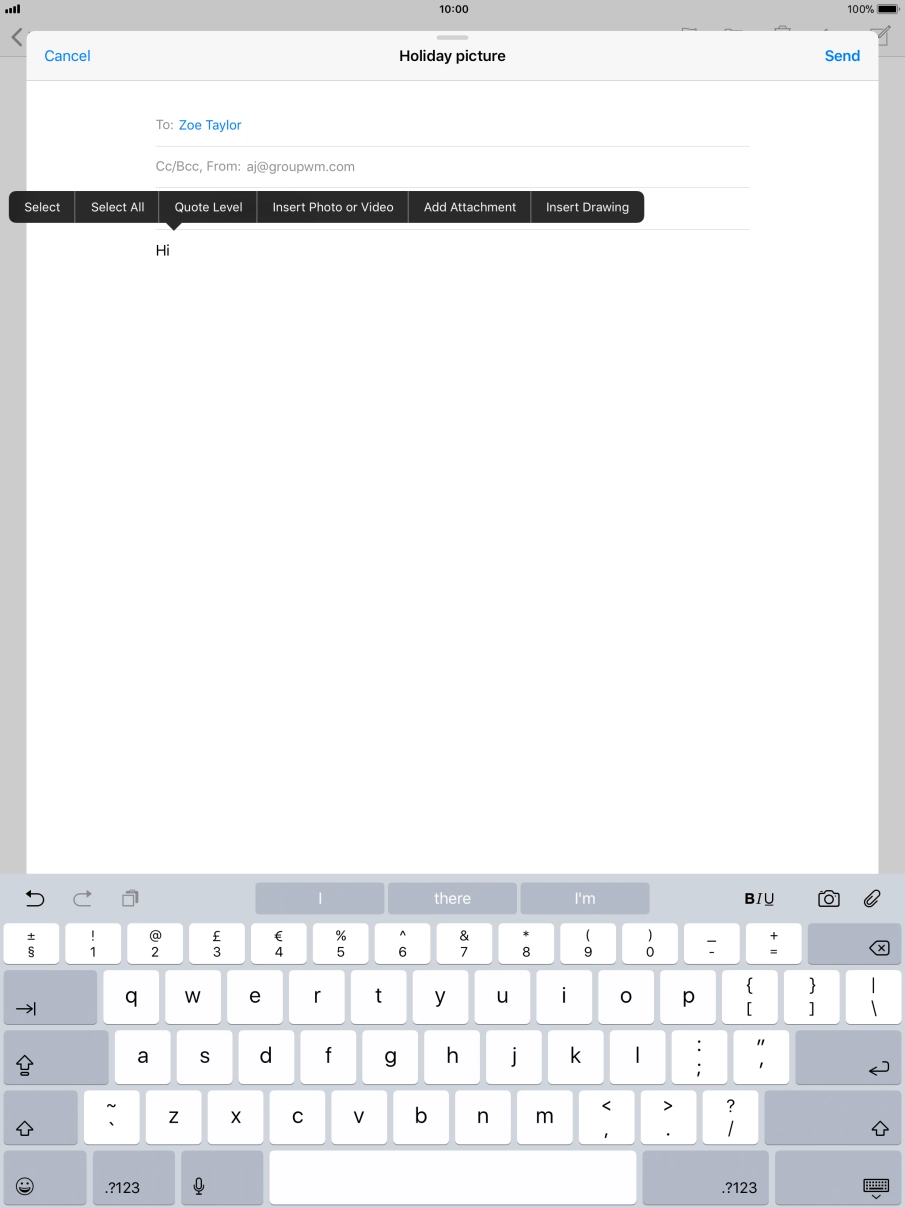 Press Insert Photo or Video and follow the instructions on the screen to attach a picture or a video clip.