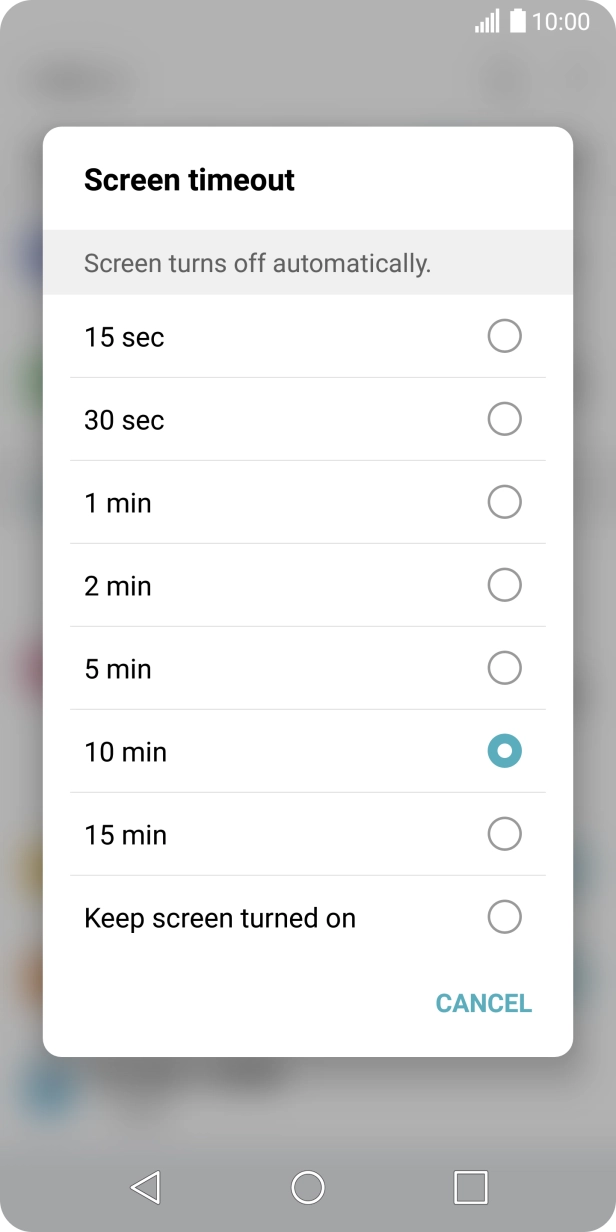 Press the required setting.