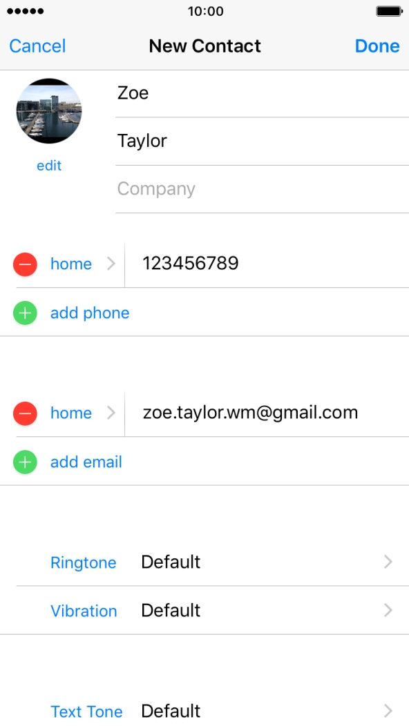 Press the field next to the email address.