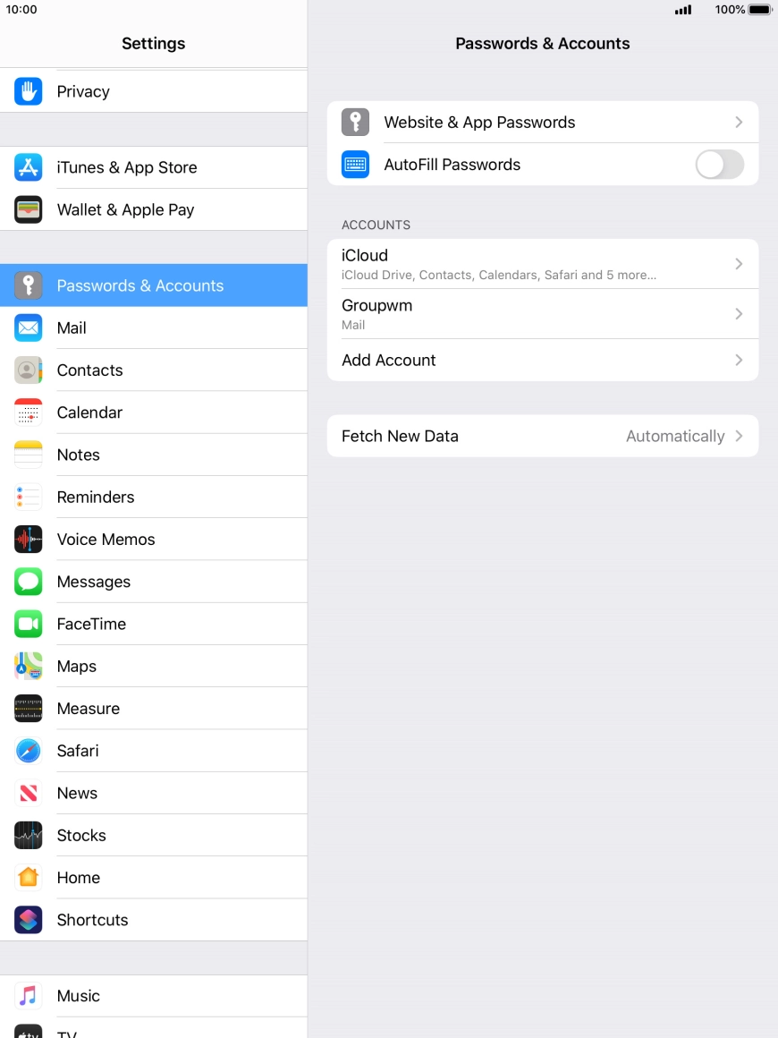 Press the name of the email account you've just set up.