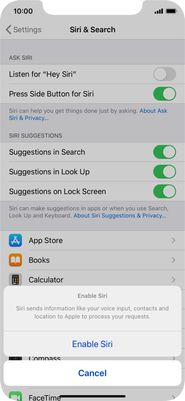 Press Enable Siri.