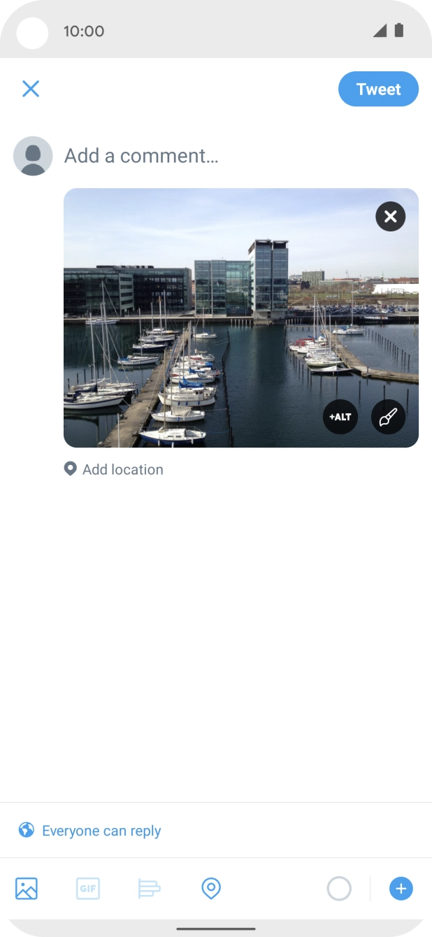 Press the text input field and write the required text.