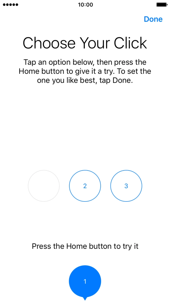 Press the required setting.
