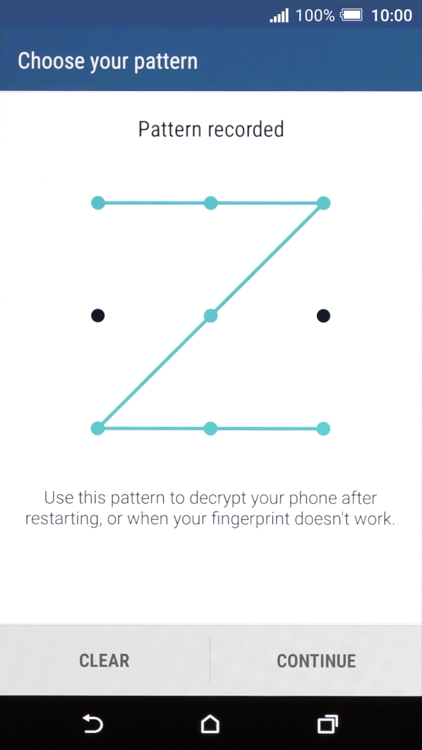 Slide your finger across the screen to connect at least four points and press CONTINUE.