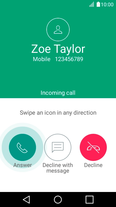 Press and drag Answer right.